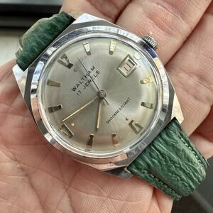 Vintage Waltham 17 Jewels Mechanical Steel Wrist Watch 32mm Men’s Date Window